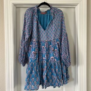 Blue floral mini dress